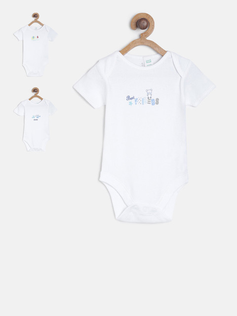 

MINI KLUB Boys Pack of 3 Pure Cotton Bodysuit, White
