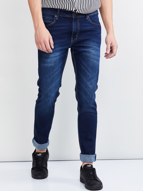 max Men Blue Skinny Fit Mid-Rise Clean Look Stretchable Jeans