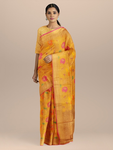 

BharatSthali Yellow & Pink Silk Cotton Woven Design Patola Saree