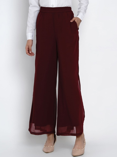 

Texco Women Burgundy Regular Fit Solid Culottes
