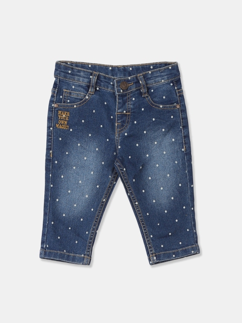 

Donuts Girls Blue Regular Fit Mid-Rise Low Distress Cropped Stretchable Jeans
