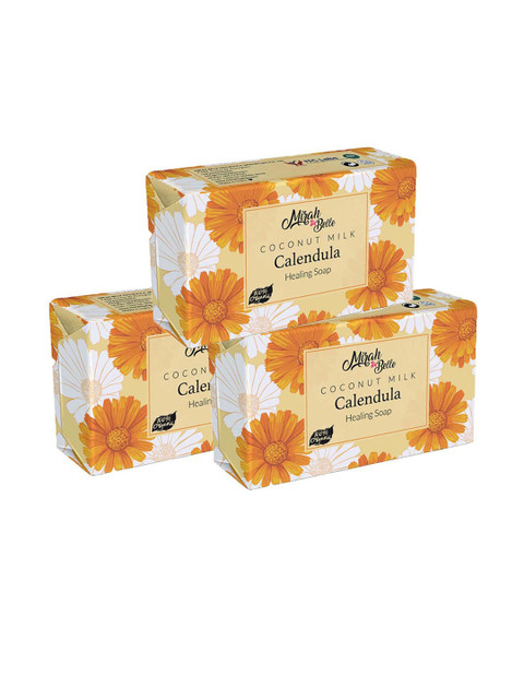 

Mirah Belle Pack Of 3 Coconut Milk Calendula Sensitive Skin Soap 75 gm, Yellow