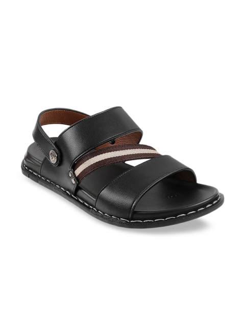 

J.FONTINI Men Black Leather Comfort Sandals