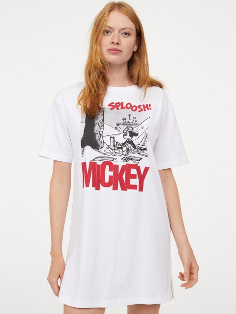 

H&M Women White Printed Nightdress