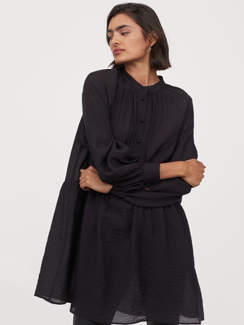 

H&M Women Black Solid Long-Sleeved Dress