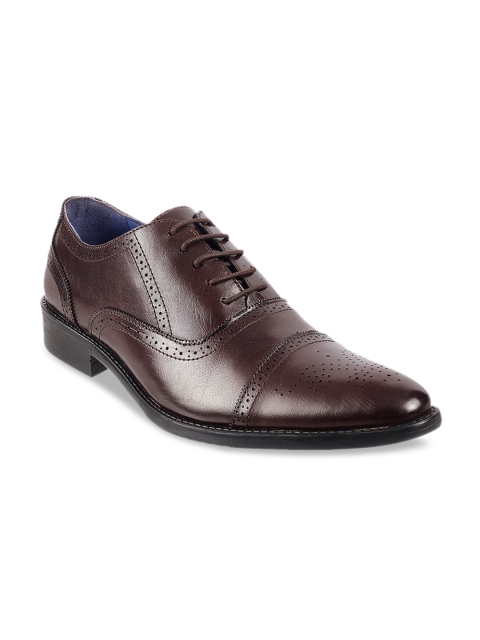 

Mochi Men Maroon Solid Leather Formal Oxfords