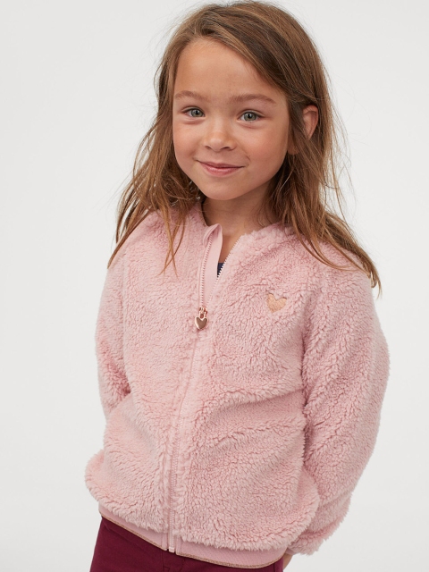 

H&M Girls Pink Zip-Up Teddy Cardigan