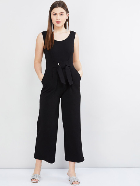 

max Women Black Solid Basic Jumpsuit