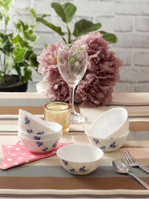 

Laopala White Printed 6 Pieces Opalware Bowls