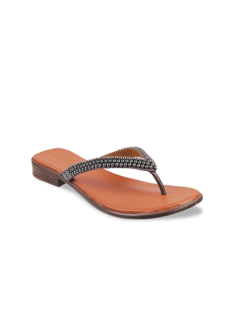 

Mochi Women Silver-Toned Embellished Open Toe Flats