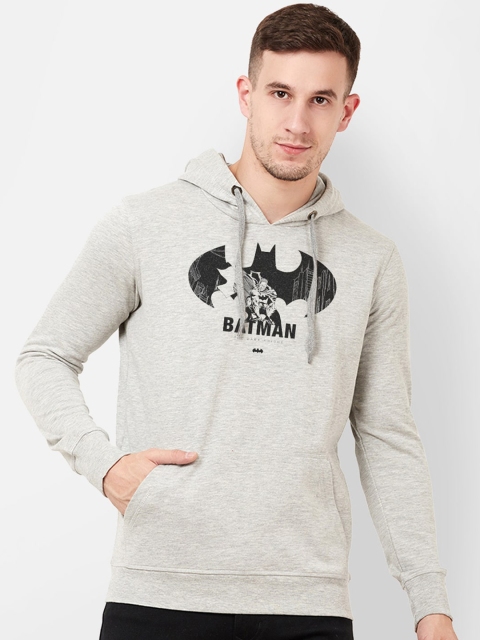 

Free Authority Men Grey Melange Batman Printed Hooded Sweatshirt