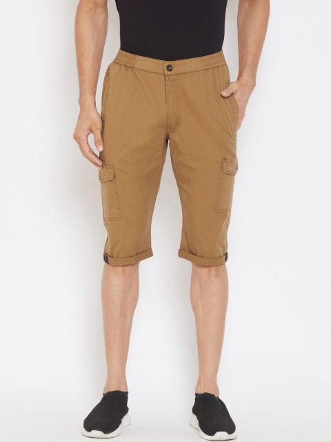 

Okane Men Khaki Solid Regular Fit Cargo Shorts