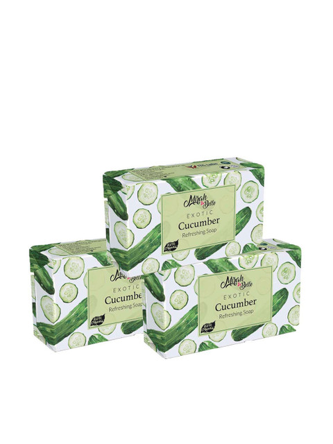 

Mirah Belle Pack of 3 Cucumber Refreshing Soap 75 gm, Green