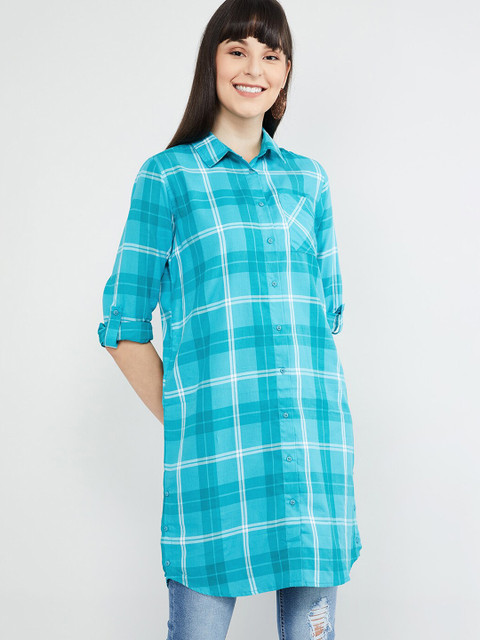 

MAX Women Blue Checked Tunic
