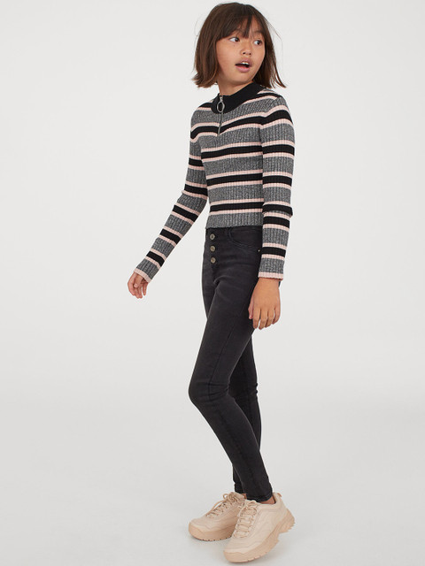 

H&M Girls Black Solid Skinny Fit High Jeans