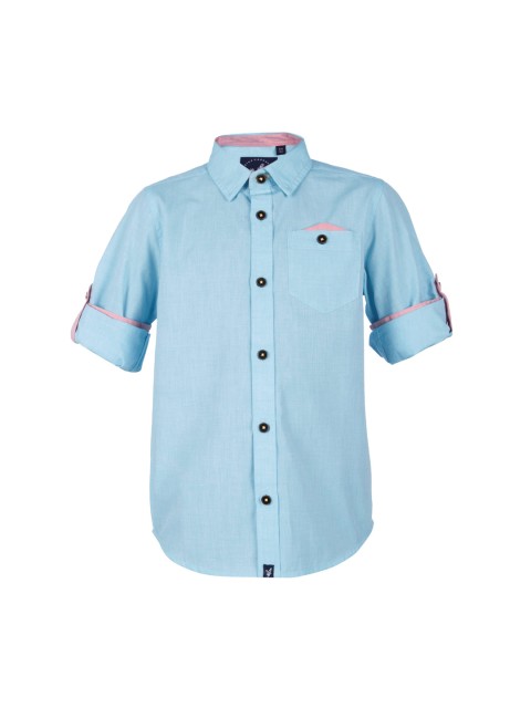 

URBAN SCOTTISH Boys Blue Regular Fit Solid Casual Shirt