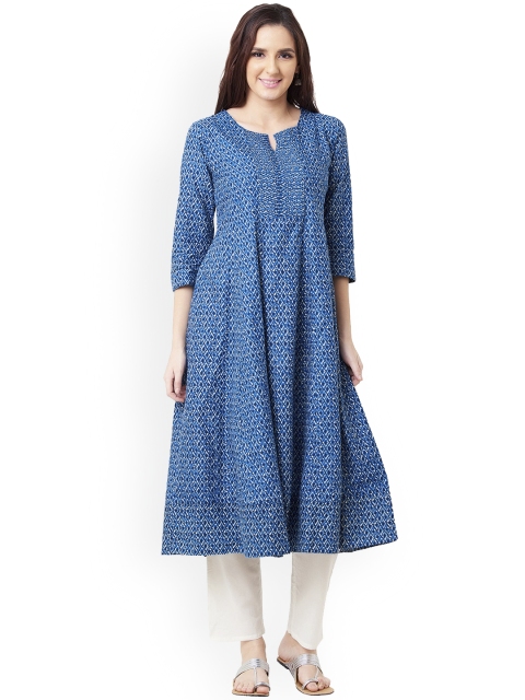 

IMARA Women Navy Blue Printed Anarkali Kurta
