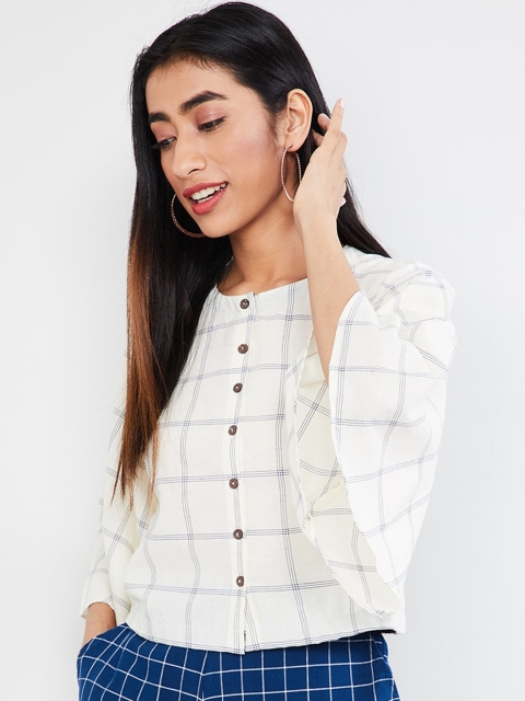 

max Women Off-White Checked Top