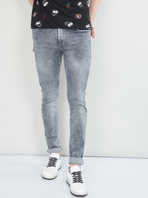 

max Men Grey Skinny Fit Mid-Rise Clean Look Stretchable Jeans