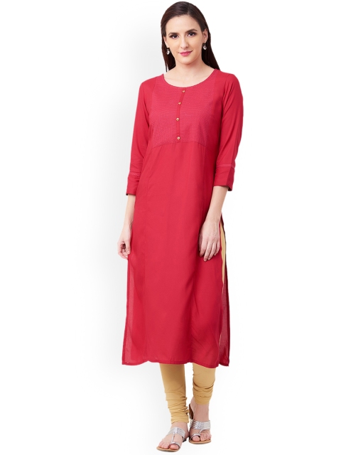 

IMARA Women Pink Solid Straight Kurta