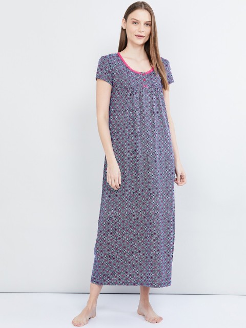 

max Navy Blue Printed Nightdress