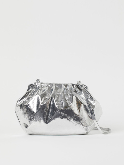 

H&M Women Silver-Toned Soft Shoulder Bag