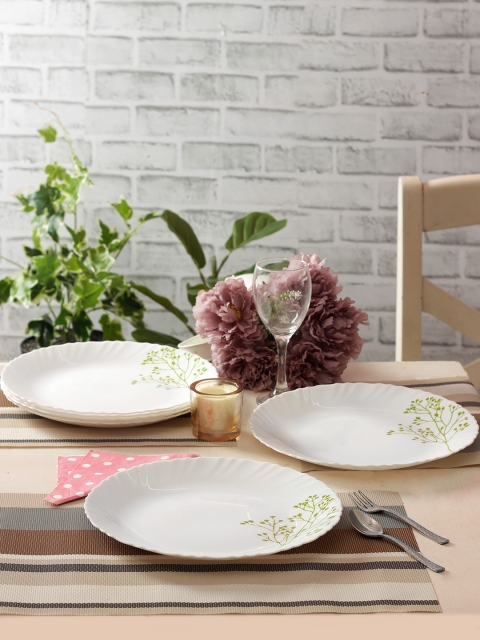 

Laopala Bliss Full Green Set of 6 Pcs Opalware Full Plate, White