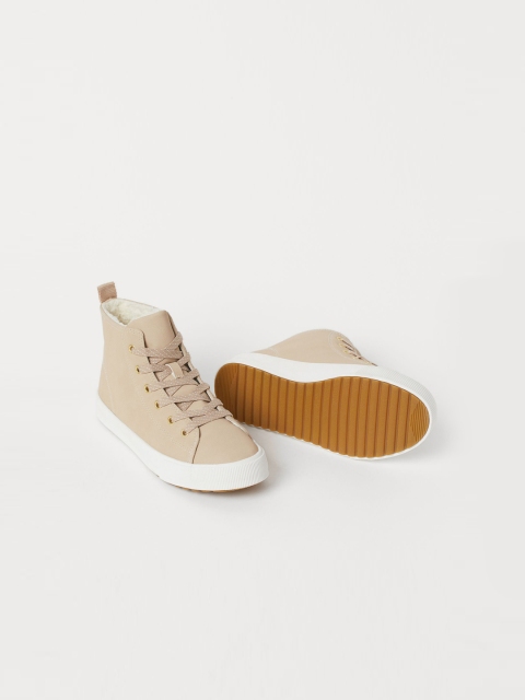 

H&M Girls Beige Faux Shearling-Lined Hi-Tops