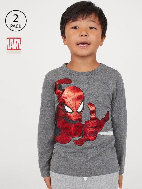 

H&M Boys 2-Pack Marvel Long-Sleeve Jersey Tops, White