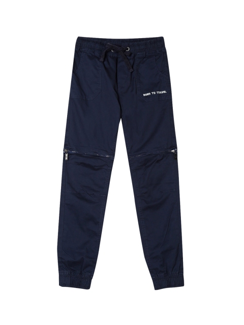 

Cherokee Boys Blue Solid Straight-Fit Convertible Woven Joggers