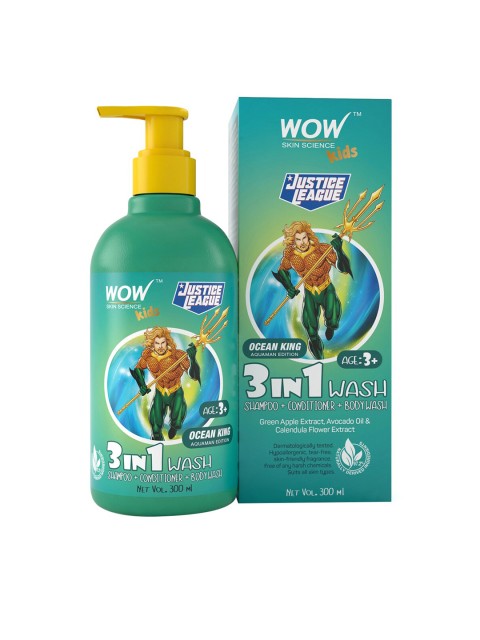 

WOW SKIN SCIENCE Kids 3 in 1 Wash - Ocean King Aquaman Edition - 300 ml, Green