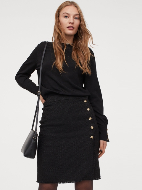 

H&M Women Black Boucle Skirt
