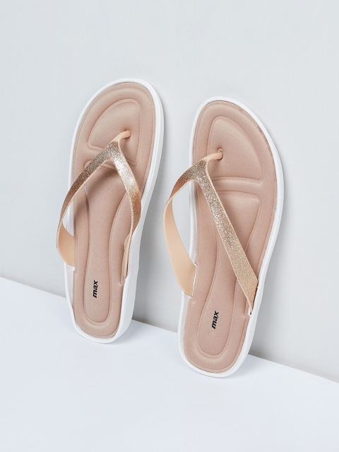 

max Women Gold-Toned Solid Thong Flip-Flops