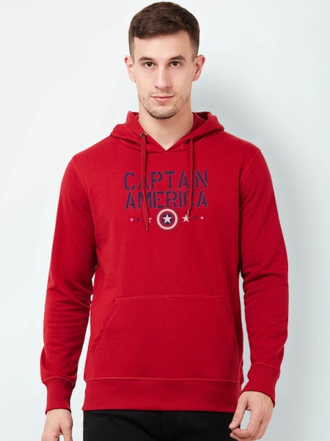 

Free Authority Men Red Captain America Printed Hooded Sweatshirt