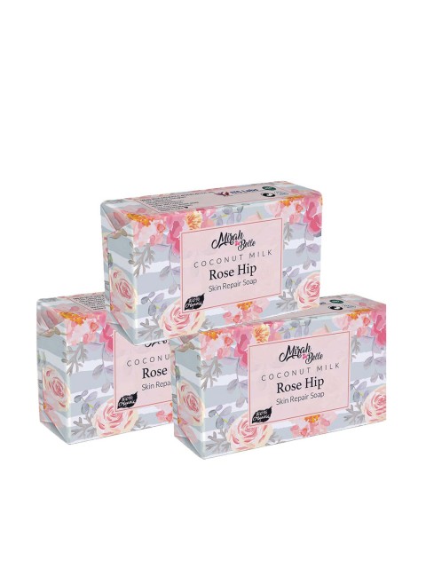 

Mirah Belle Pack of 3 Coconut Milk Rosehip Anti Aging Soap 75 gm (each), Pink