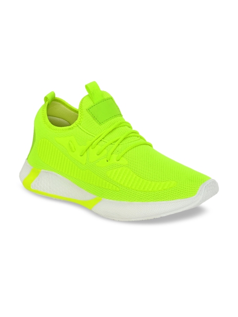 

AfroJack Men Fluorescent Green Woven Design Mesh Mid-Top Sneakers