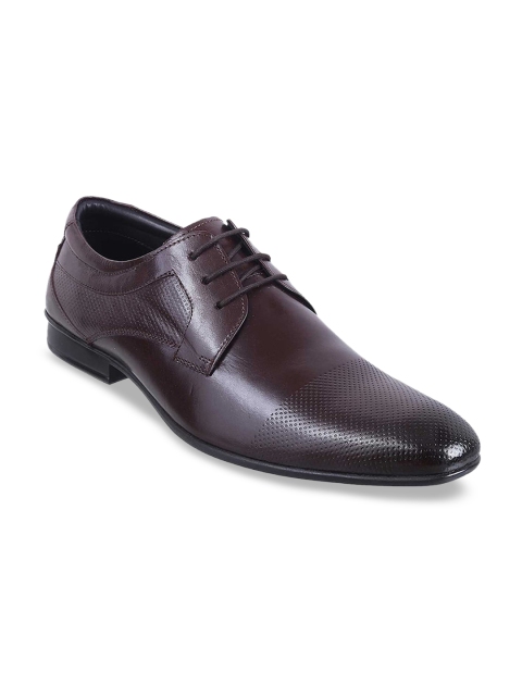 

Mochi Men Maroon Solid Leather Formal Derbys