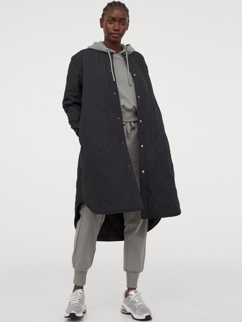 

H&M Women Black Quilted Outdoor Coat