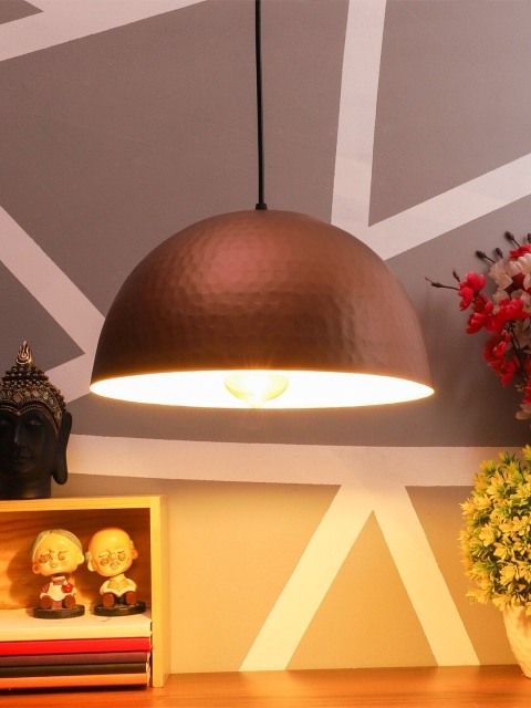 LUXSUN Brown Textured Traditional Ceiling Lamp