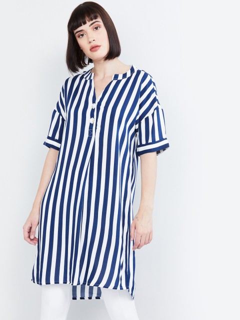 

max Women's Blue & White Striped Tunic