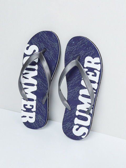 

max Men Blue Printed Thong Flip-Flops