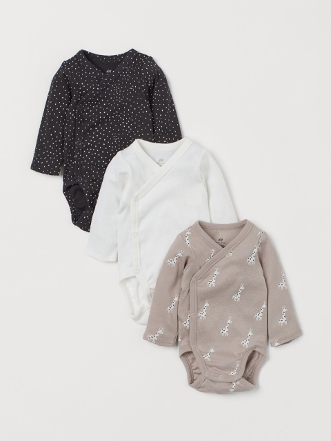 

H&M Infants Multicoloured 3-Pack Long-Sleeved Bodysuits, Multi