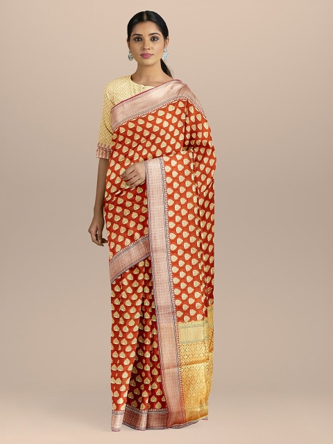 

BharatSthali Orange Woven Design Uppada Silk Cotton Sustainable Saree