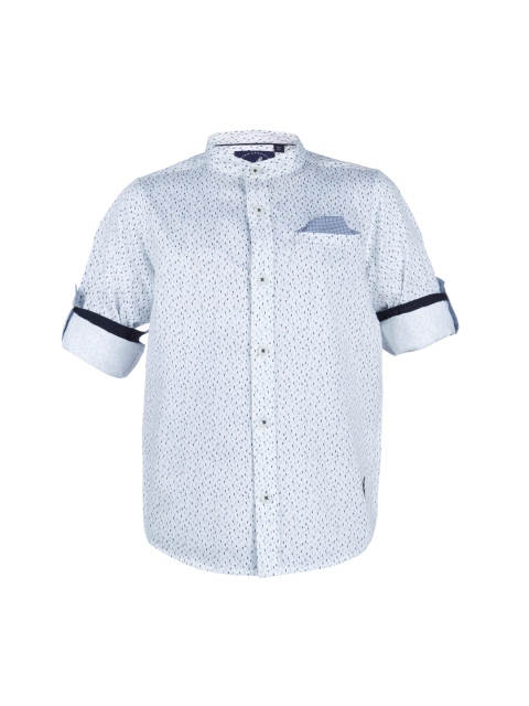 

URBAN SCOTTISH Boys White & Blue Regular Fit Printed Casual Shirt