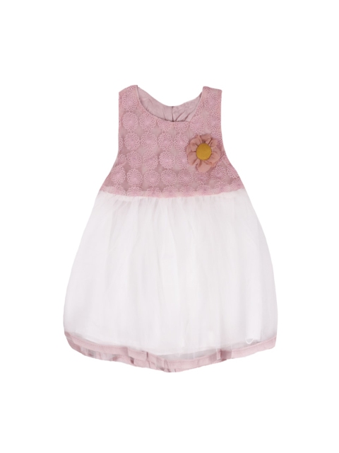 

DOROKIDS Girls Pink & White Colourblocked Fit and Flare Dress