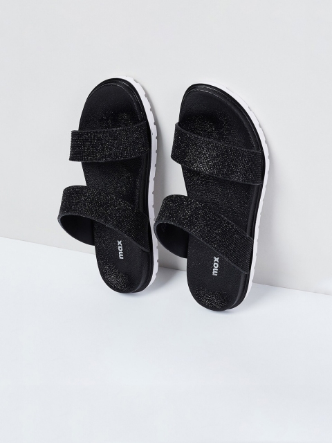 

max Women Black Self Design Sliders
