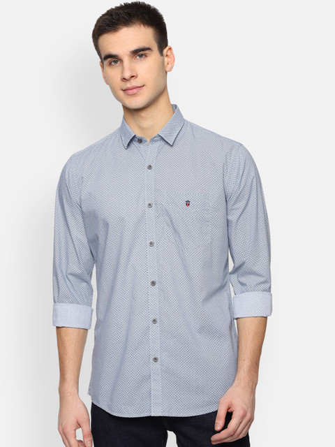

Louis Philippe Sport Men Teal Blue & Off-White Slim Fit Printed Casual Shirt