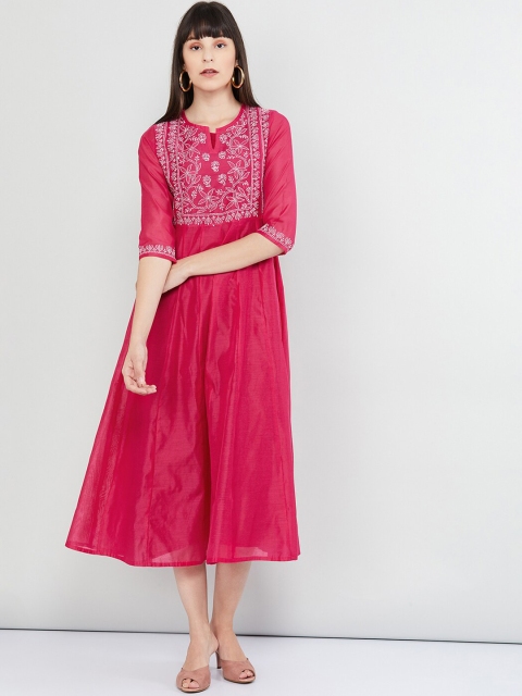 

max Women Pink Embroidered A-Line Dress