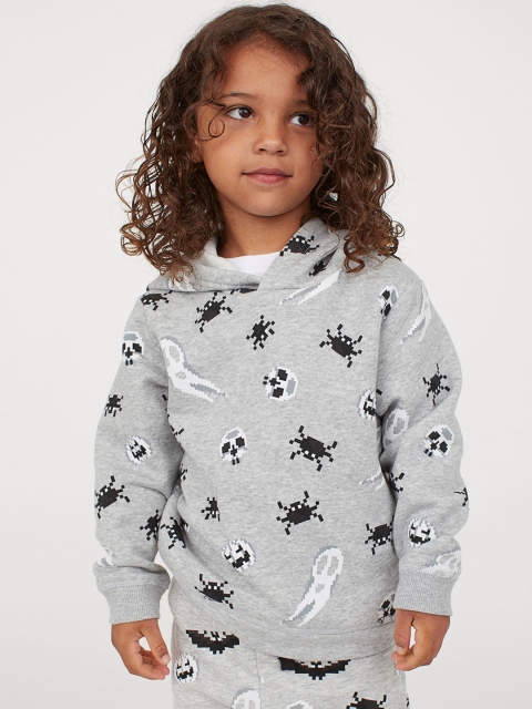

H&M Girls Grey Printed Hoodie