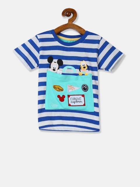 

Colt Boys Blue & White Striped Round Neck T-shirt